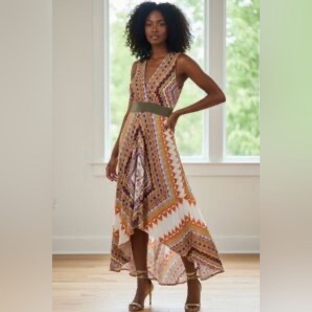 ANTONIO MELANI High Low Dress in Earthy Tones